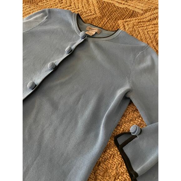 90s style Designers Originals Blue Cardigan with Black edging SZ Small - Picture 2 of 8